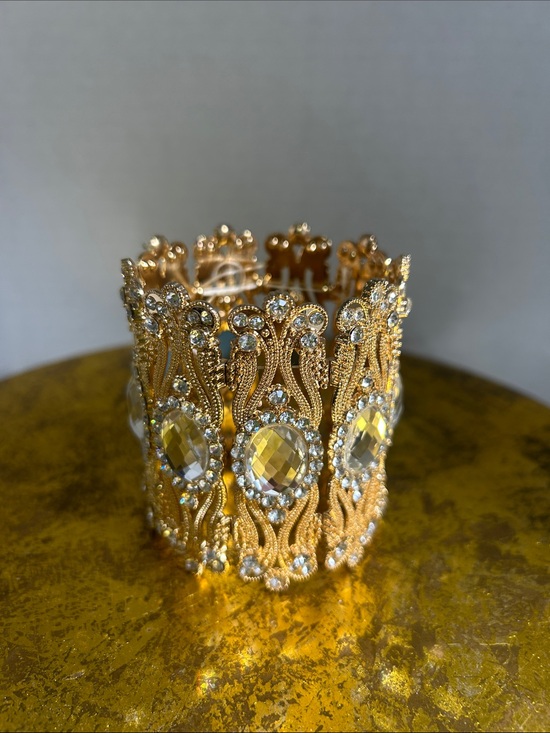 Natasha Couture Jewelry - Natasha Gold Crystal-Embellished Statement Cuff Bracelet